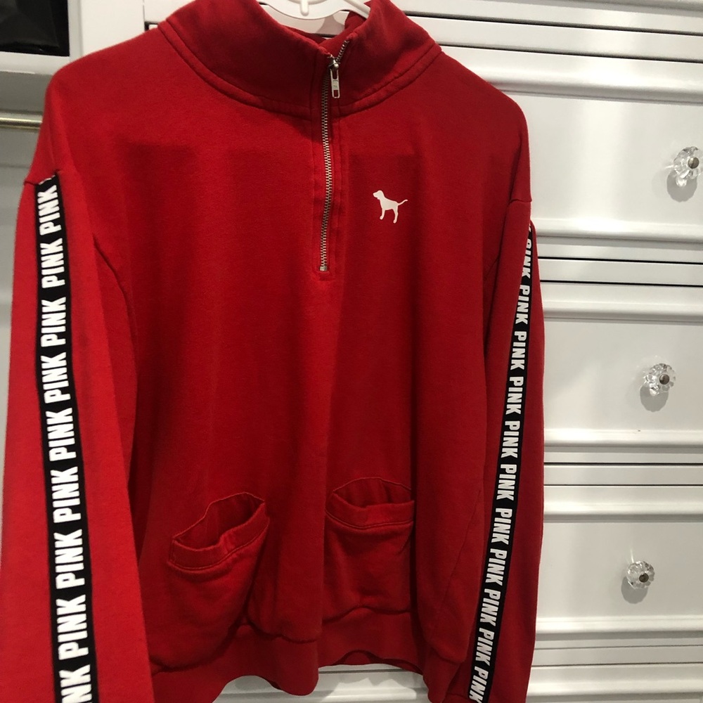 Pink | Red Long Sleeved Zip Up, Size S